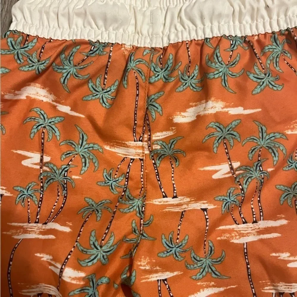 Cat & Jack Orange Tropical Palm Tree Print Swimsuit Shorts